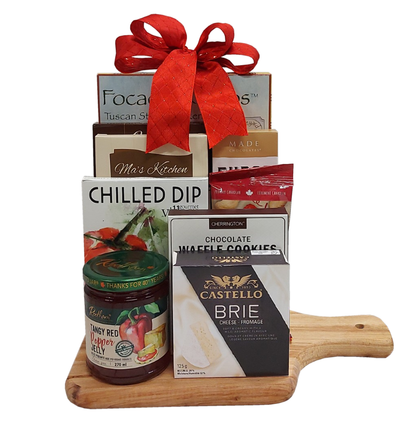 Holiday Birch Board Gift Basket