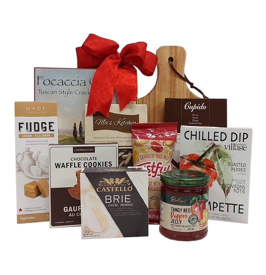 Holiday Birch Board Gift Basket