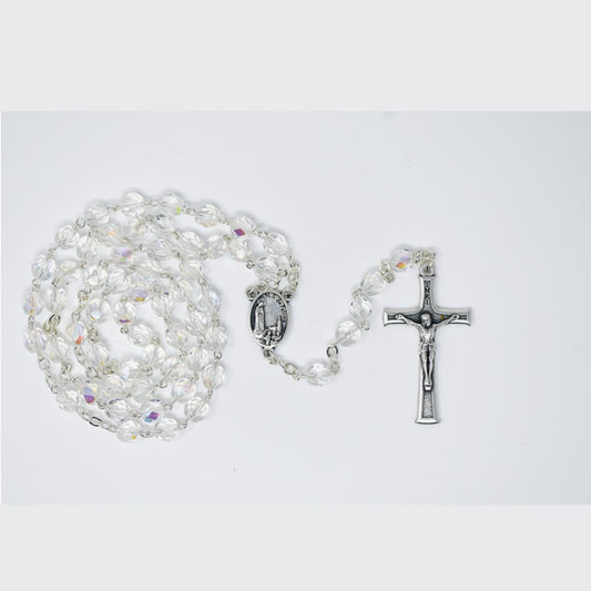 6mm Crystal Bead Fatima Rosary Boxed