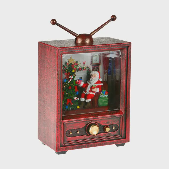 9" Vintage Tv Snow Globe with Santa, Music & Led Light