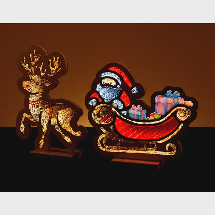 19.5" Santa & Reindeer Infinity Light