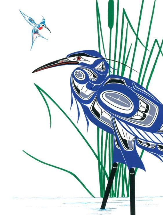 Blue Heron and Hummingbird Greeting Card