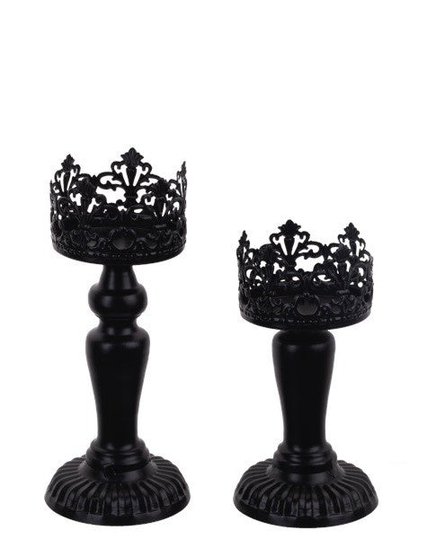 Black Scroll Pillar Holder