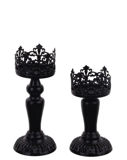 Black Scroll Pillar Holder