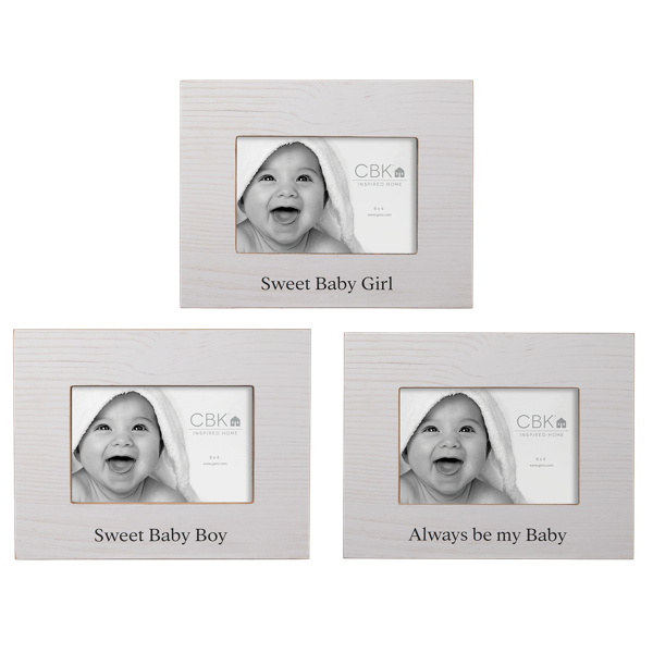 White Wood Baby Frame - 6 x 4"
