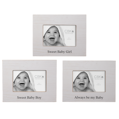 White Wood Baby Frame - 6 x 4"