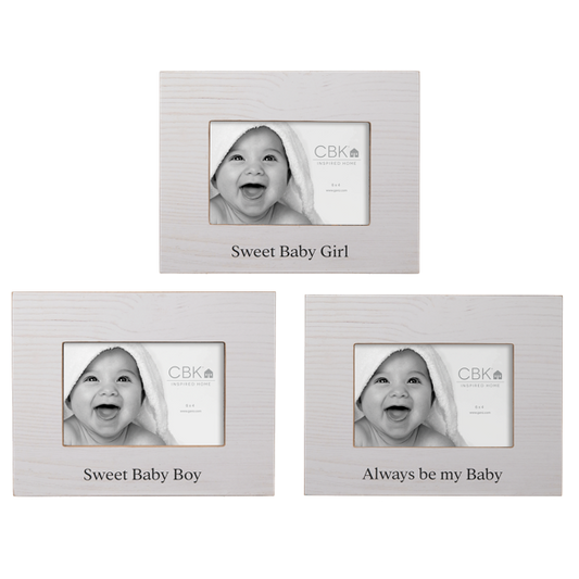 White Wood Baby Frame - 6 x 4"