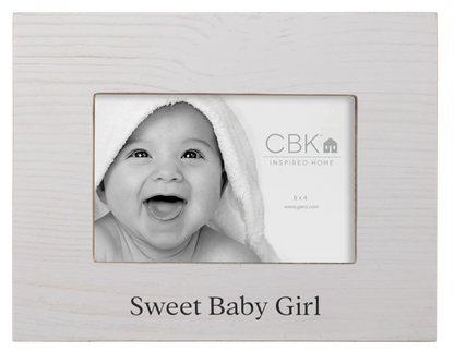 White Wood Baby Frame - 6 x 4"