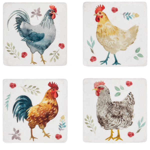 Watercolor Chicken Coaster (4 pc. set)