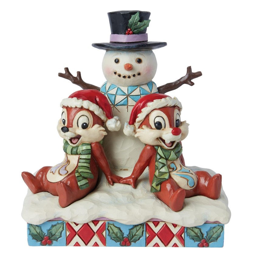 Chip and Dale with Snowman Figurine