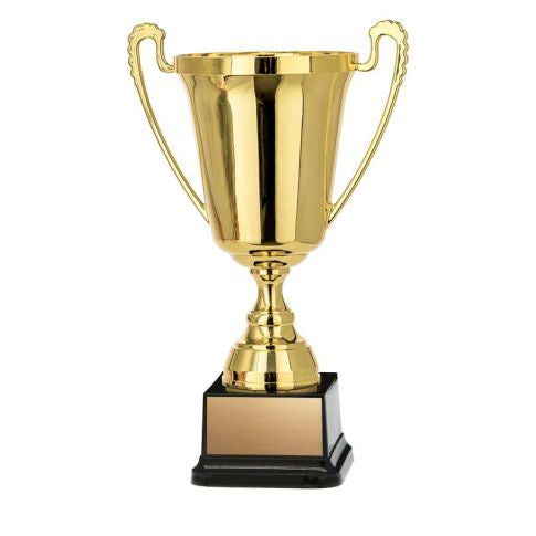 Gold Trophy Cup on Black Square Base