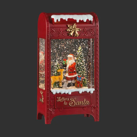 9.5" Led Mailbox Snow globe W/Santa