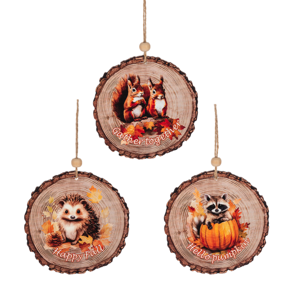 Fall Forager - Wood Slice Ornament