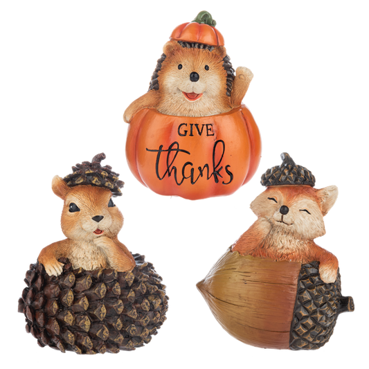 Thankful Fall Critter Figurine