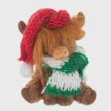 Holiday Highland Cow with Santa Hat and Scarf Token Charm