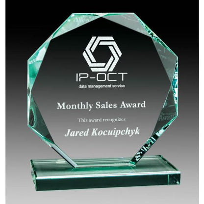 Jade Glass Octagon Award (Engraving Included)