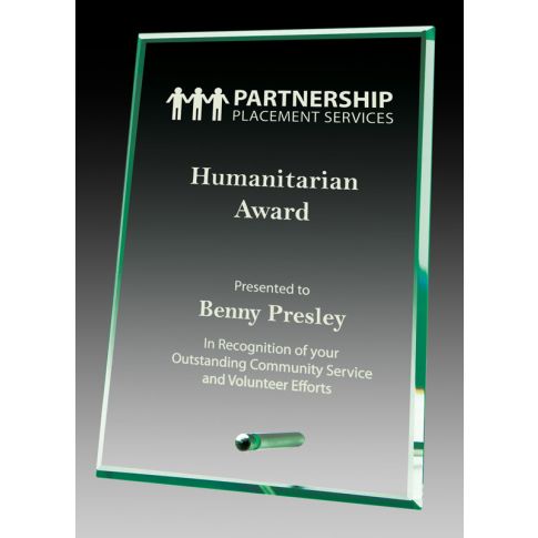 Jade Glass Plaque w/ Pin - 7″ x 5″ (Engraving Included)