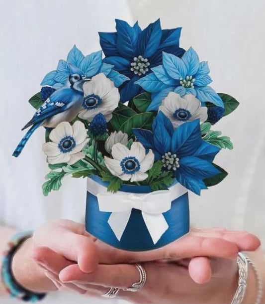 Blue Poinsettia - Mini Pop-up Card