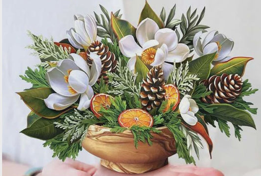 Winter Magnolia- Mini Pop Up Card
