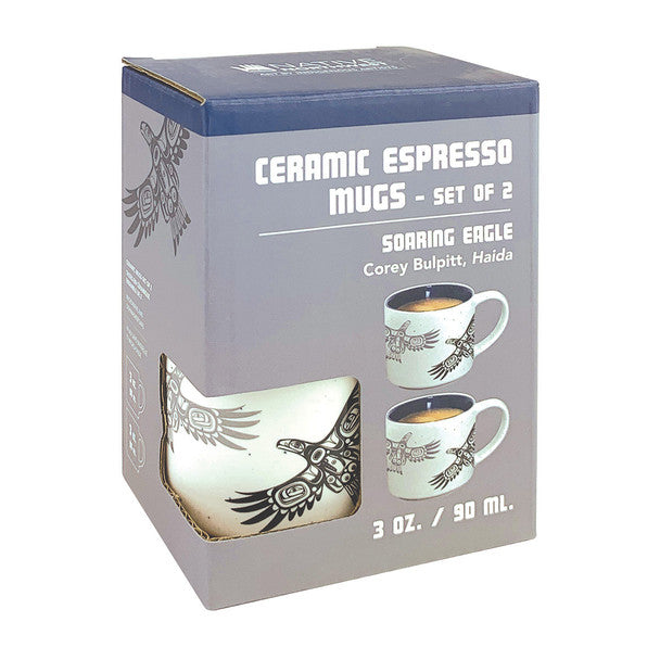 Ceramic Espresso Mugs - Set of 2 (Soaring Eagle)