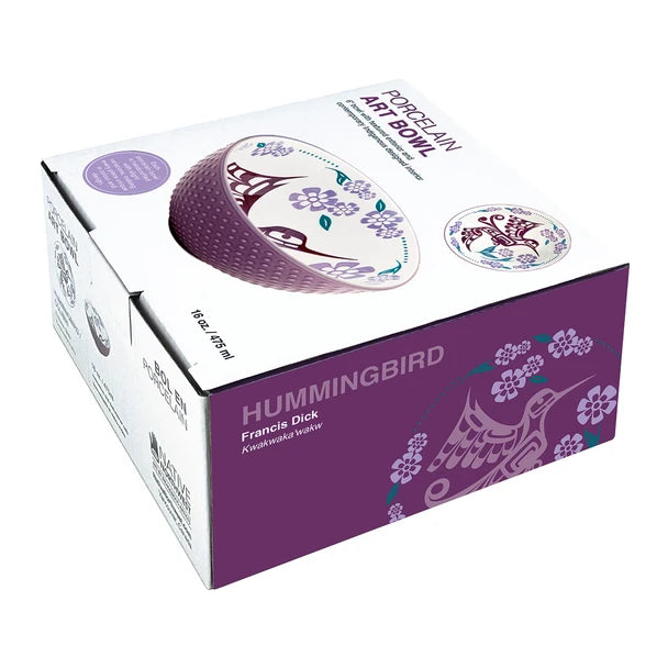 Porcelain Art Bowl (Medium) - Hummingbird (Purple)