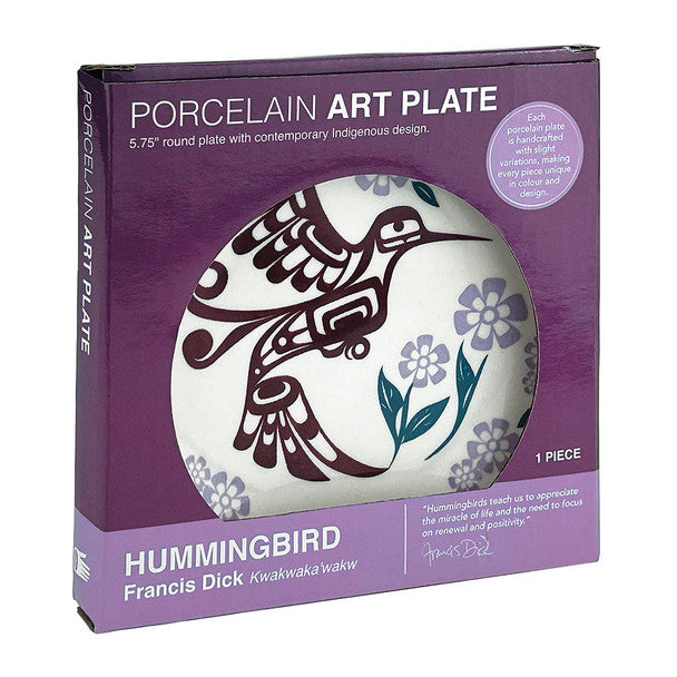 Porcelain Art Plate - Hummingbird (Purple