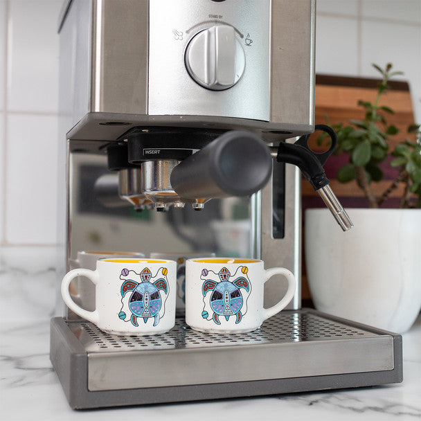 Ceramic Espresso Mugs - Set of 2 (Turtle)