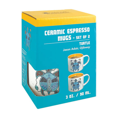 Ceramic Espresso Mugs - Set of 2 (Turtle)