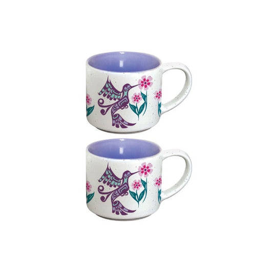 Ceramic Espresso Mugs - Set of 2 - Hummingbird