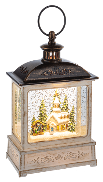 LED Light Up Shimmer Church Scene Lantern