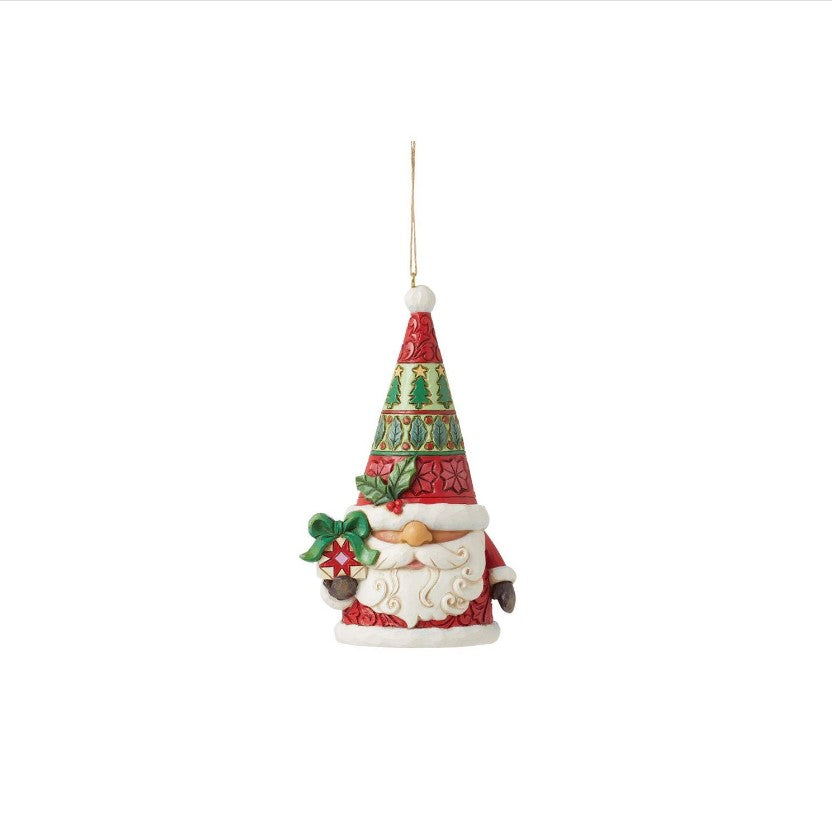 Santa Gnome with Gift Ornament