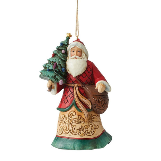 Santa with Tree and Toybag Ornament