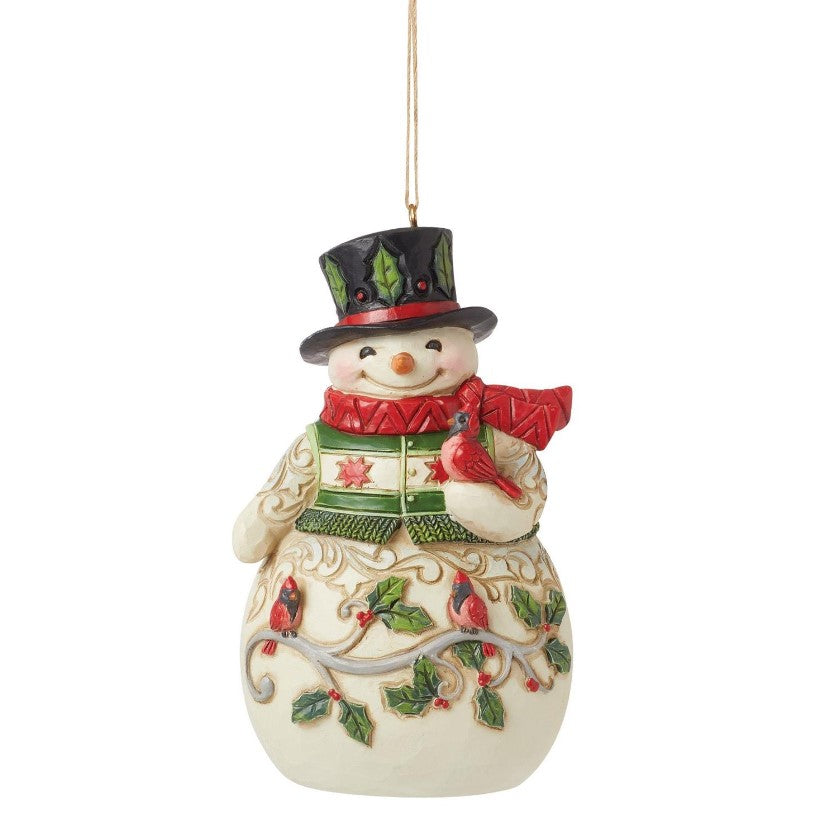 Jim Shore Snowman with Cardinal Ornament Figurine