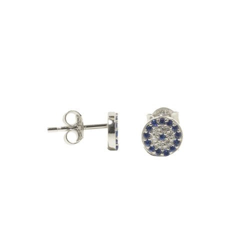 Sterling Silver CZ Evil Eye Studs