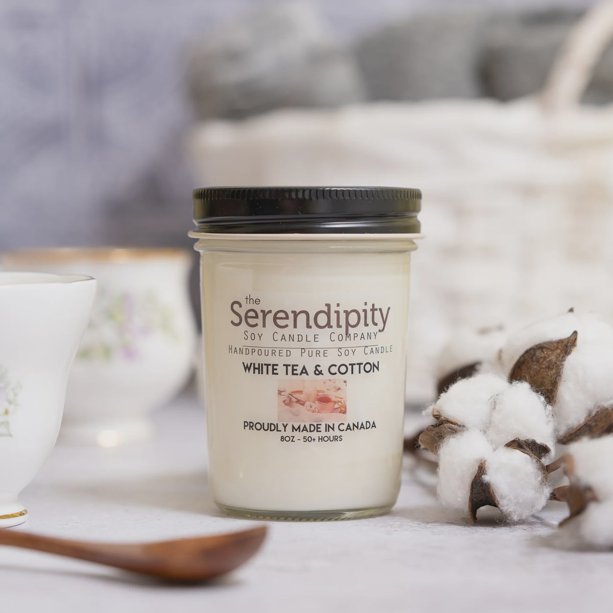 White Tea + Cotton 8oz Candle Jar