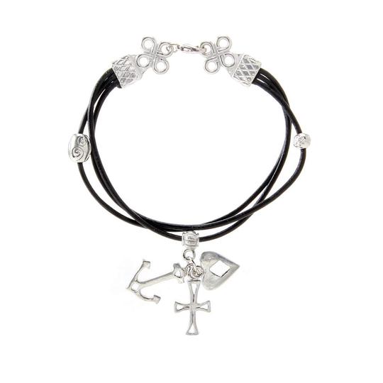 Faith, Hope, Love Bracelet with Leather