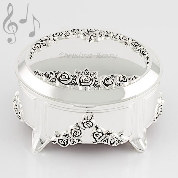 Silver oval music box