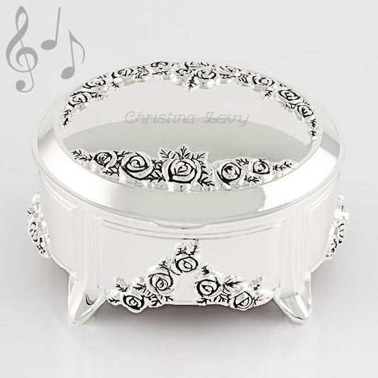 Silver oval music box