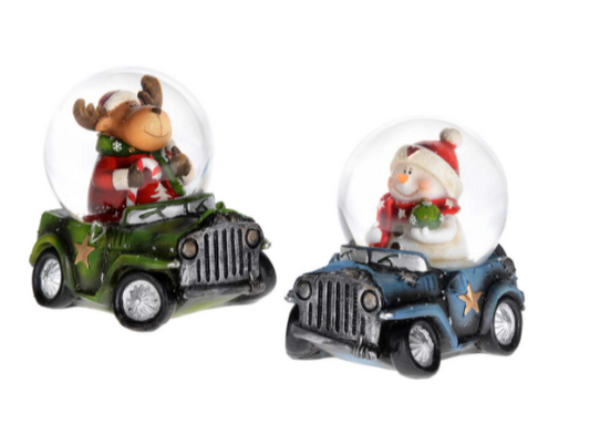 2.5" Snowman or Moose On Car Snow Globe