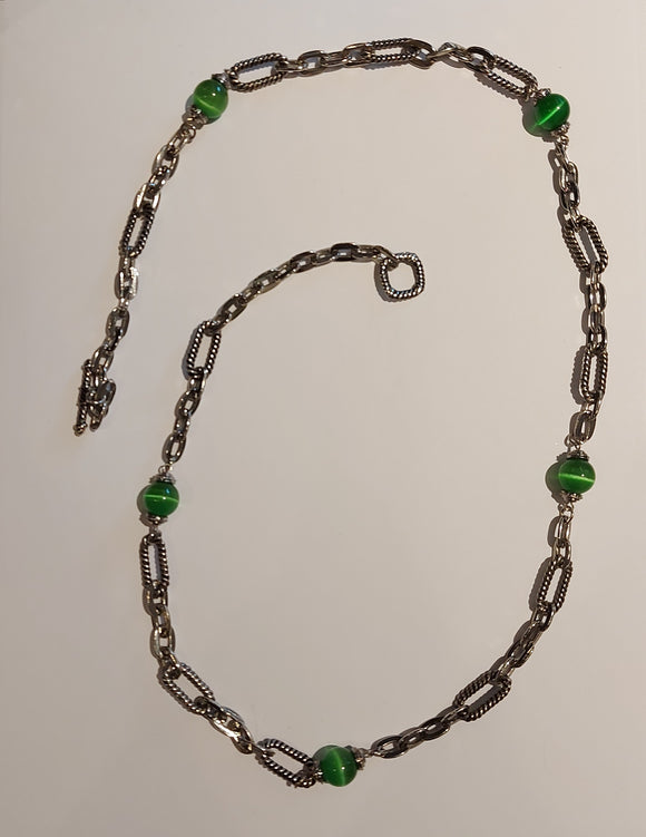Fashion Chain Necklace with Green Stones