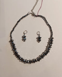 Cubic Zirconia Iridescent Necklace & Earrings Set