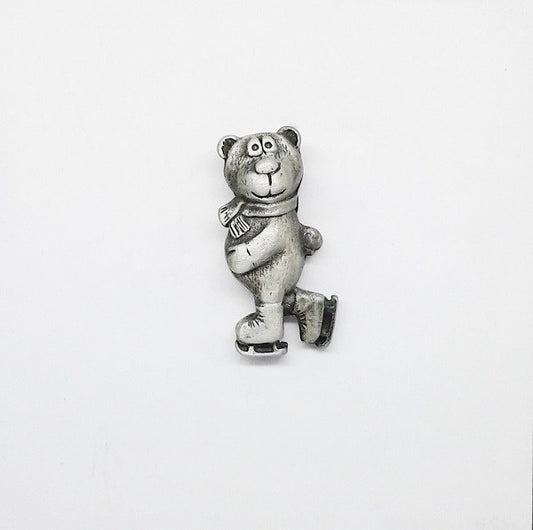 Pewter Skating Bear Pin