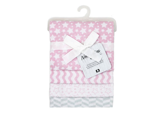 4 Pack Star Necessities  Receiving Blankets (Pink)