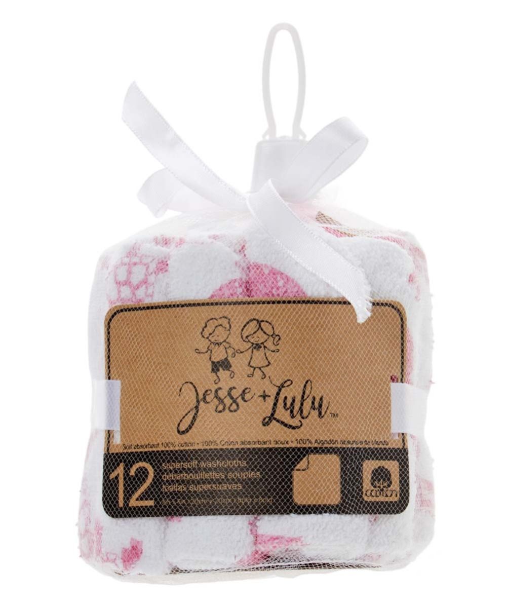 Jesse + Lulu 12-Pack Argyle Theme Washcloth: Pink