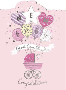 New Baby Great Granddaughter Congratulations Card