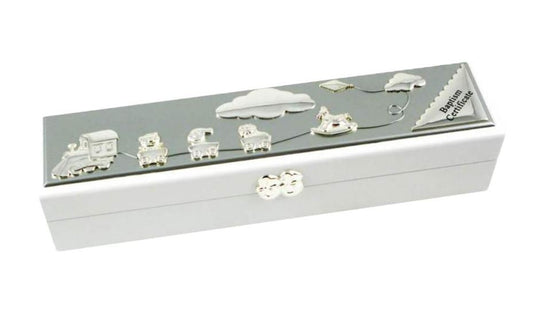 White Baptism Certificate Box