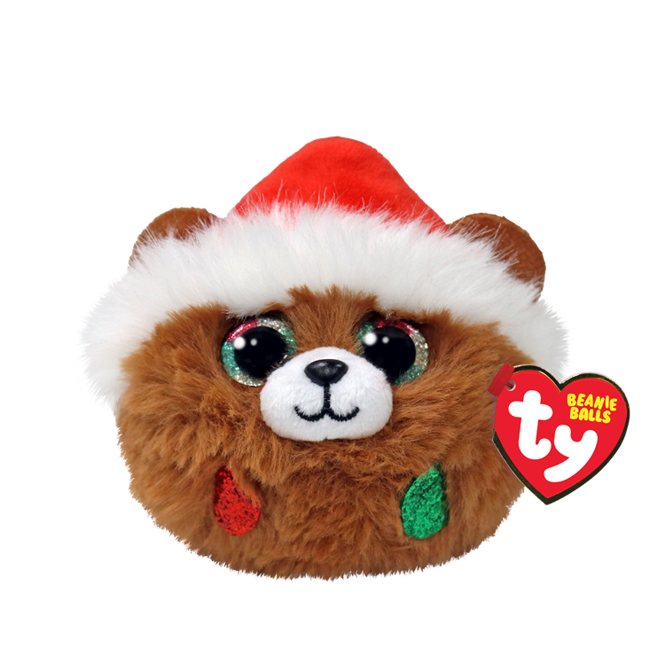 TY Plushie-Pudding Brown Bear Beanie Balls