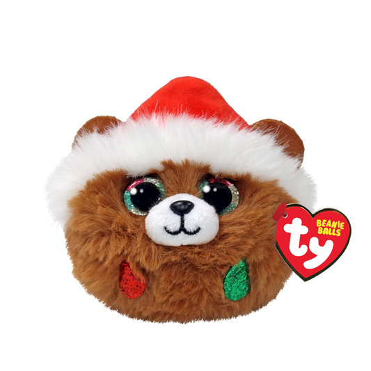 TY Plushie-Pudding Brown Bear Beanie Balls