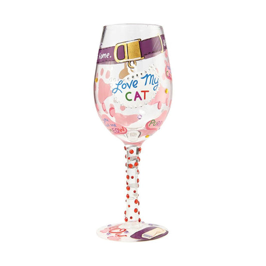 "Love My Cat" Wine Glass