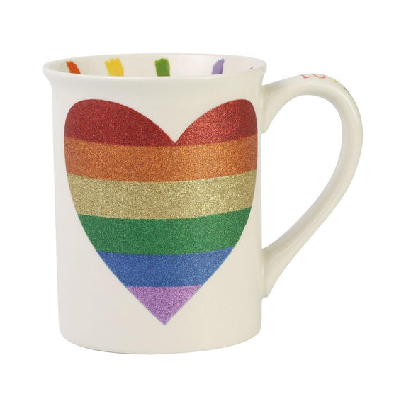 Rainbow Glitter Heart Mug